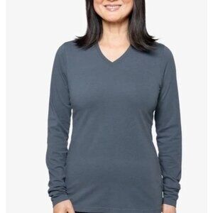 NEW Insect Shield Women's L Gray Long Sleeve V-Neck Shirt  UPF 30 G1782